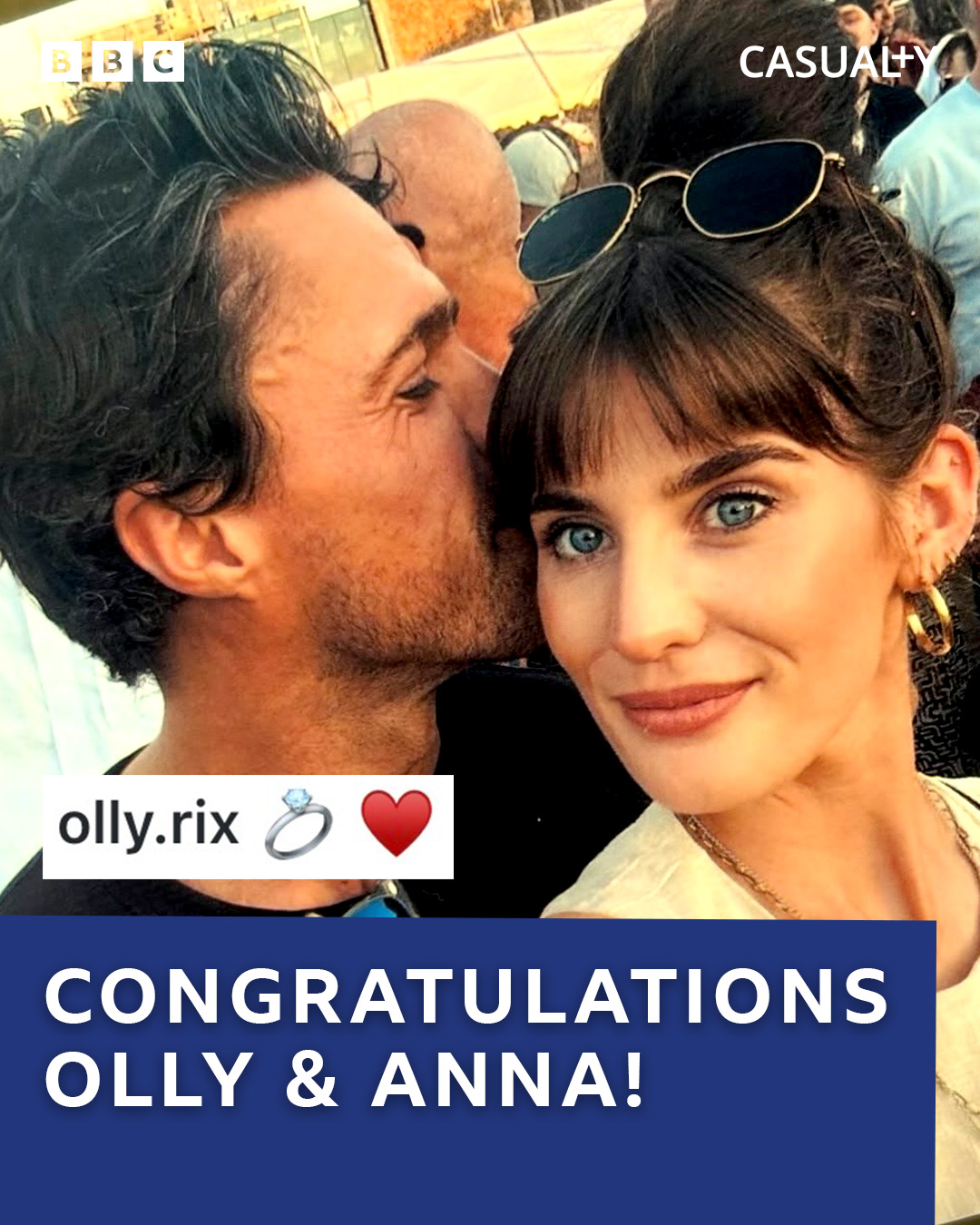 Casualty stars Olly Rix and Anna Chell confirm engagement